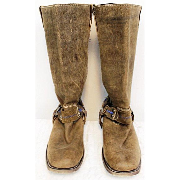 Bed Stu Footwear Woman Sz 11 Brown Suede Leather Riding Tall Boots Western - Picture 1 of 12